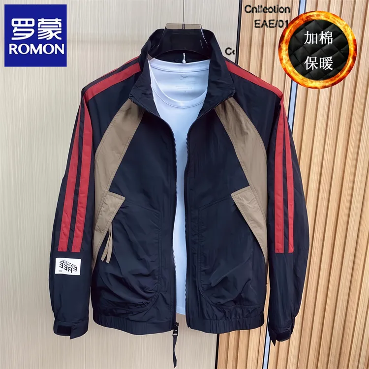 罗蒙工装外套男士春秋季新款加棉加厚休闲韩版商务休闲行政夹克衫