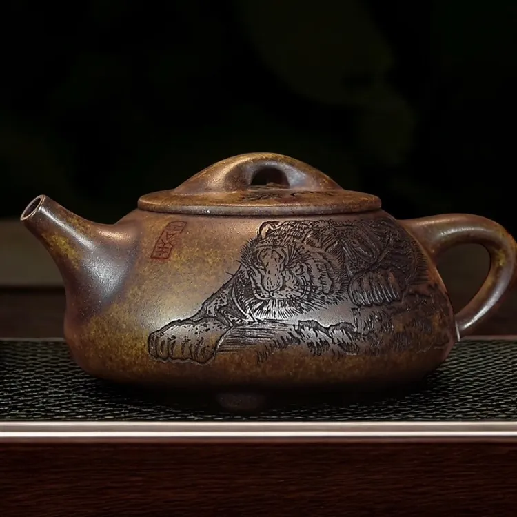 当代 当代当代宜兴紫砂壶茶壶泡茶壶茶具石瓢民间艺人老师300cc