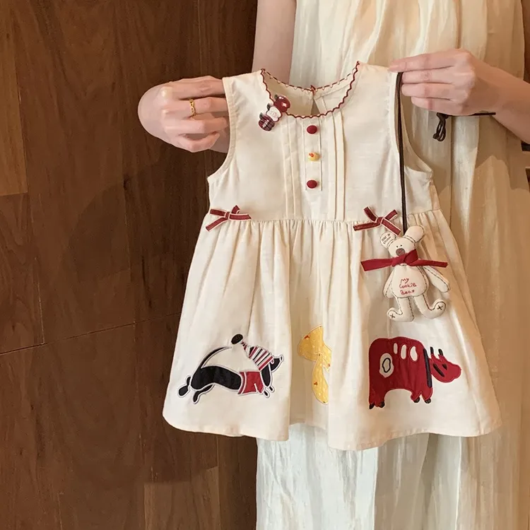 2025新款夏季女童度假连衣裙小童女宝宝洋气时髦连衣裙可爱背心裙