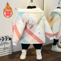 男童加绒派克服外套2025秋冬新款洋气儿童加厚上衣女宝宝韩版棉衣