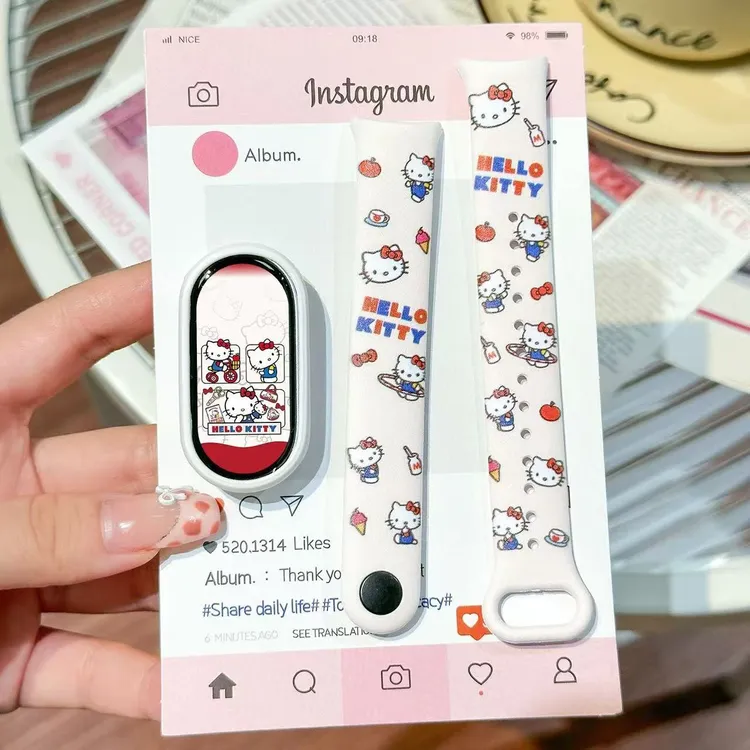 满印Kitty猫凯蒂适用于小米手环10表带NFC陶瓷9/8可爱硅胶透气