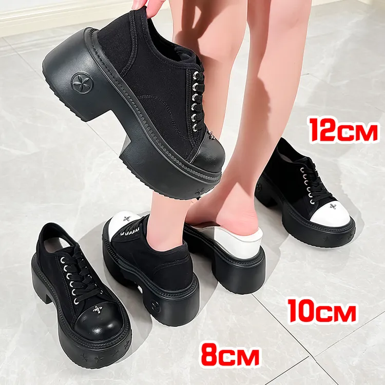 张匠人12厘米厚底帆布小个子内增高10cm春秋百搭隐形8公分松糕鞋