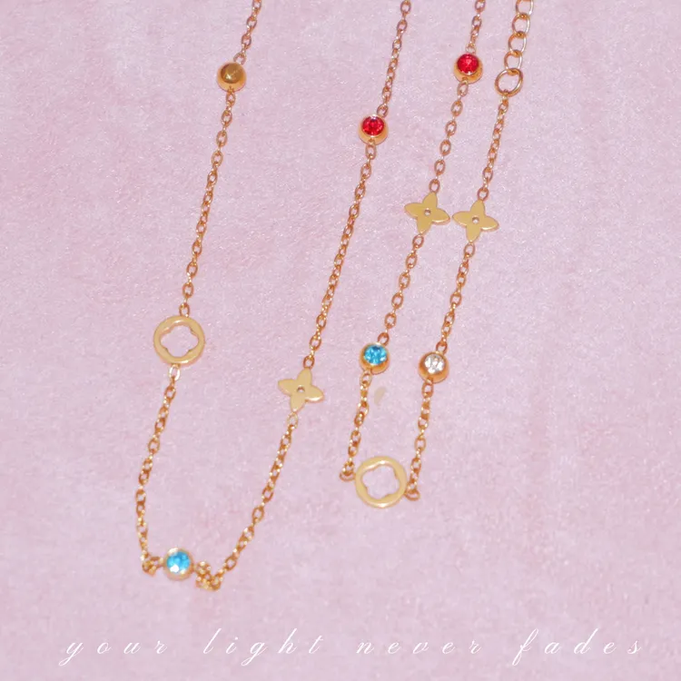 钛钢锆石项链 复古千金～睡觉不用摘！复古质感彩锆项链手链套装