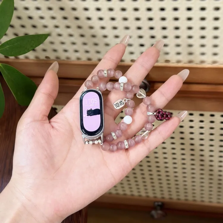 葡萄啵啵串珠手链表带适用小米运动手环98pro76腕带345女华为新款