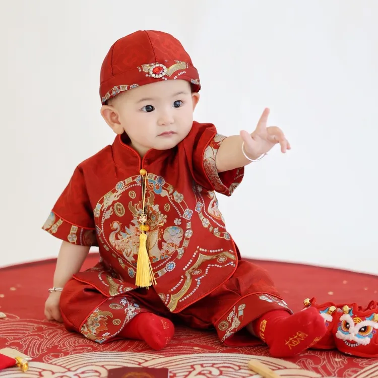 春秋2025周岁礼服男女宝宝中国风生日宴满月百天抓周衣服夏装唐装