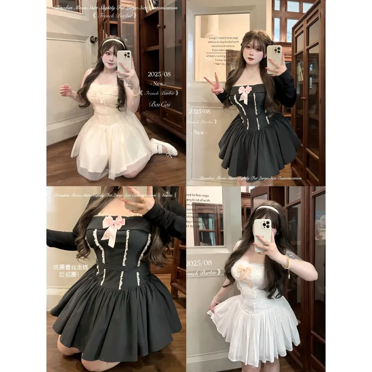 白菜【三色可选】手工胸花系列 漂亮腰角 芭蕾舞吊带胸衣连衣裙