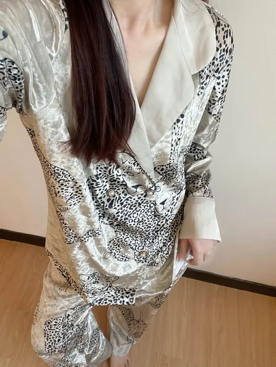 【高级感豹子】法式轻奢印花金丝绒睡衣女冬季新款加绒家居服套装