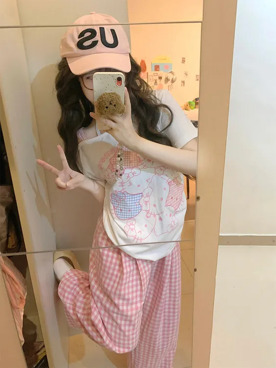 韩版辣妹绑带斜肩刺绣设计感短袖t恤女2025年夏季显瘦百搭上衣ins