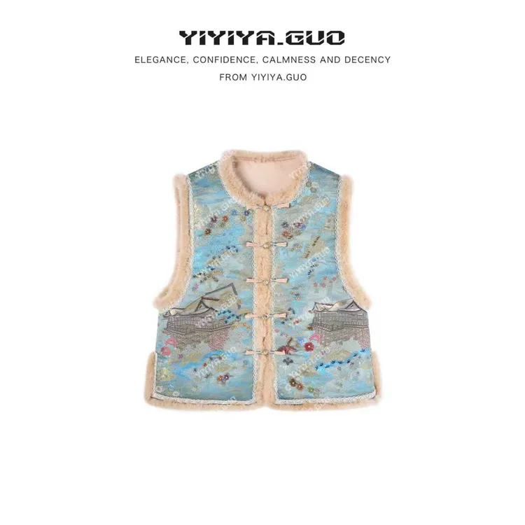 yiyiya.Guo艺艺吖【西阵织·山水鸳鸯】新中式中国风马甲010215SS52