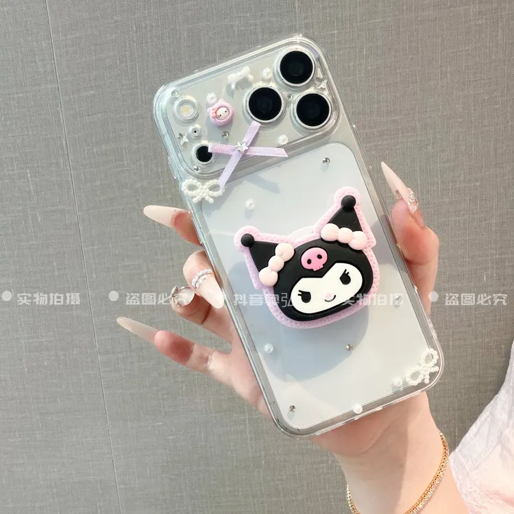 可爱库洛米支架蝴蝶结适用于苹果iPhone17promax手机壳16闪钻15软