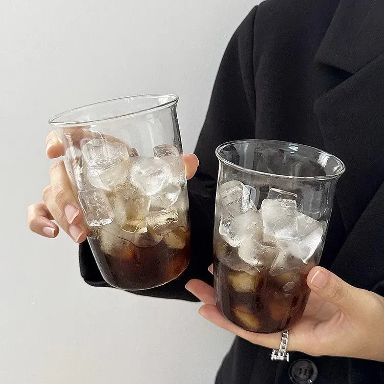 咖啡杯美式ins杯子简约水杯透明牛奶玻璃杯饮品压缩面膜湿敷专用