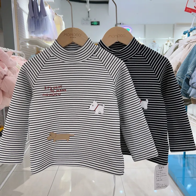 MOMOCO/玛米玛卡冬季男童休闲奥利绒条纹打底衫77430239035