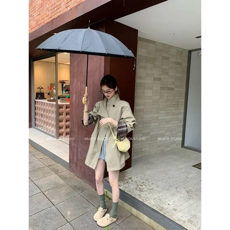 2025春秋新款设计感经典撞色风衣外套英伦风显瘦宽松洋气LL