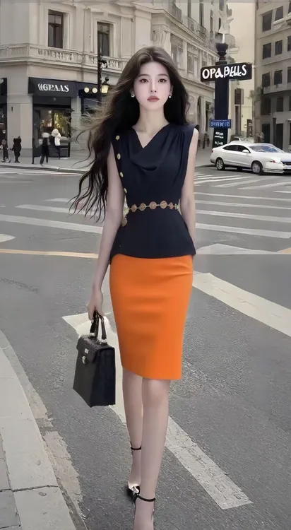 无袖夏季时尚气质设计感修身女装高腰显瘦包臀裙两件套收腰女套装