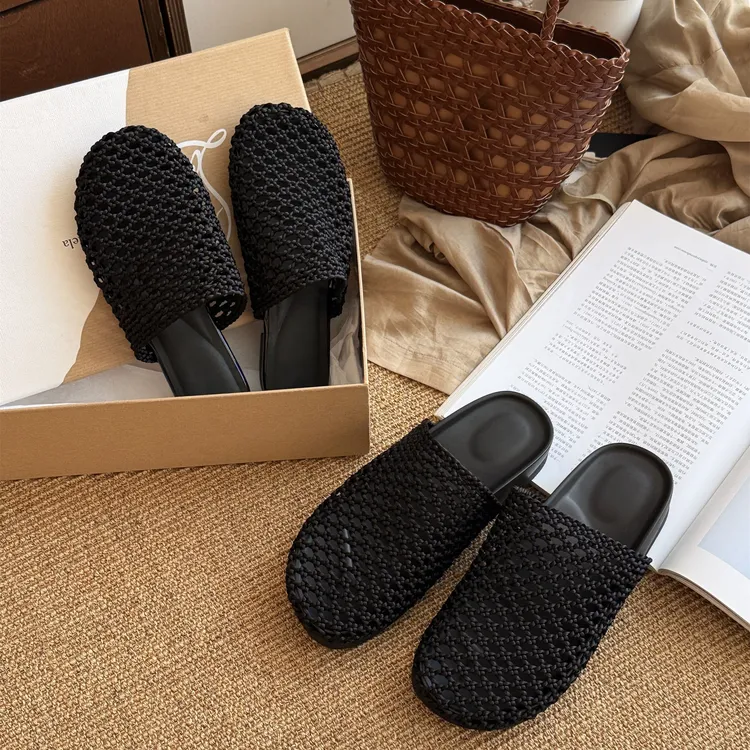 BAO/宝小姐编织拖鞋女2025新款夏季软底女鞋沙滩凉鞋662-30/35