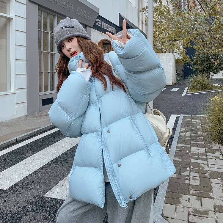 baby蓝泡芙羽绒服女2025冬季新款小个子中长款超好看90白鸭绒外套