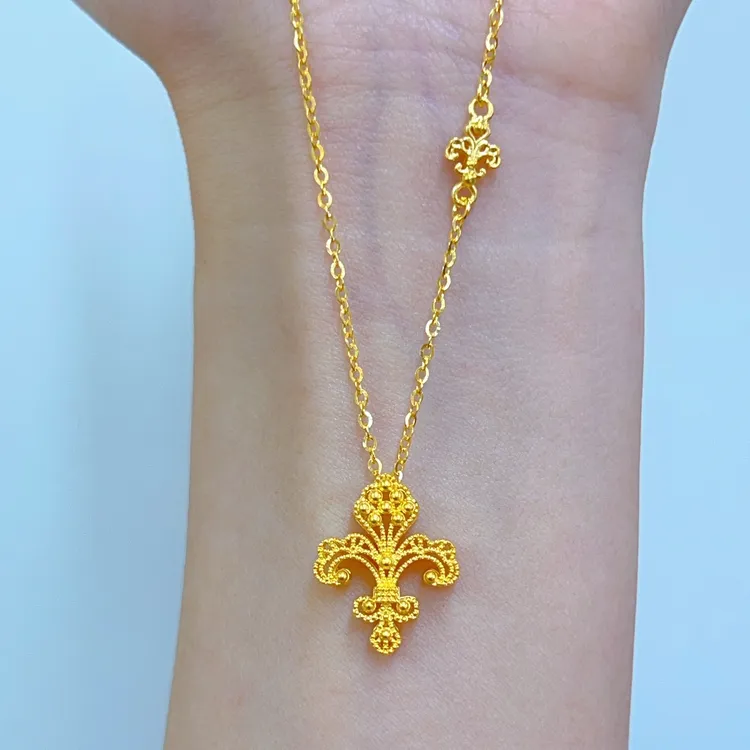 链子足银 足银鸢尾花项链百搭时尚气质轻奢明星同款美拉德配饰