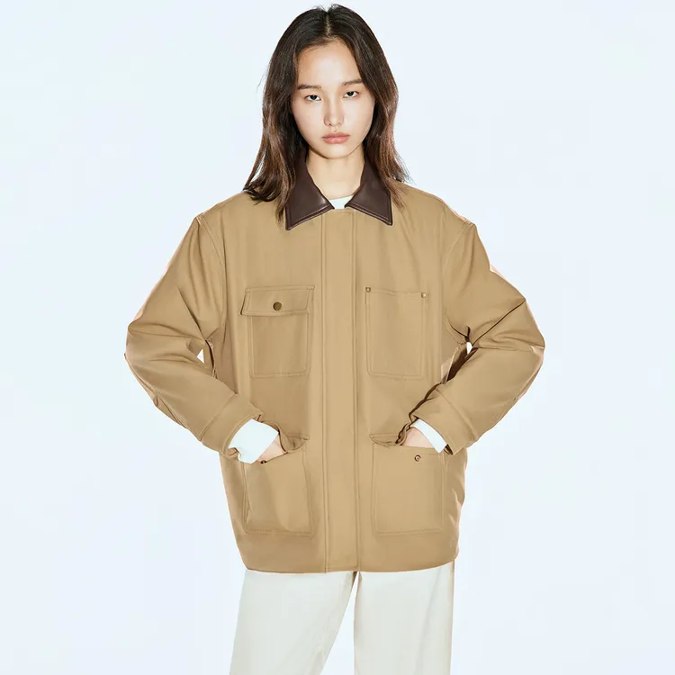 COVERINS2025春季巴恩风撞色翻领棉服外套CC35108018