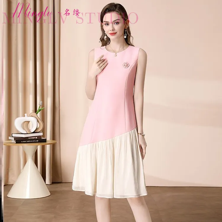 名缕气质法式无袖连衣裙女2025夏季新款减龄显瘦今年流行漂亮裙子