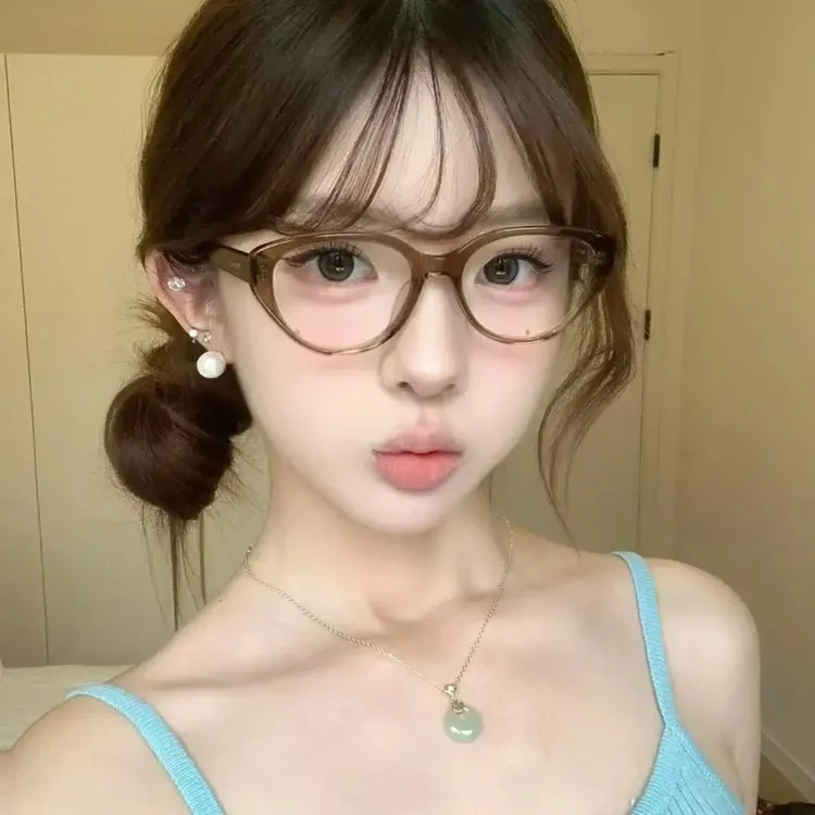 美拉德修颜猫眼镜女近视可配度数温柔防蓝光可爱茶色高级感高颜值