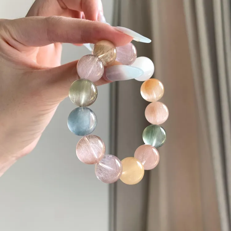 天然冰激凌色彩兔毛水晶手链温柔马卡龙甜美手串女饰品多样性发一