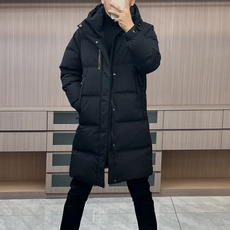 今晨优品-25冬季简约商务休闲加厚保暖舒适长款羽绒服外套9828