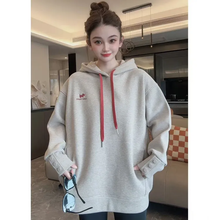 纯色极简风中长款连帽朋克风卫衣百搭卫衣休闲加厚  2688 Y