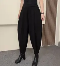 #8018秋季新款时尚宽松百搭休闲裤女大码纯色哈伦裤鱼肚裤