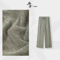 麻享【风吟】雪尼尔松紧腰百搭显瘦垂坠感鱼骨纹女士休闲裤FSY51032
