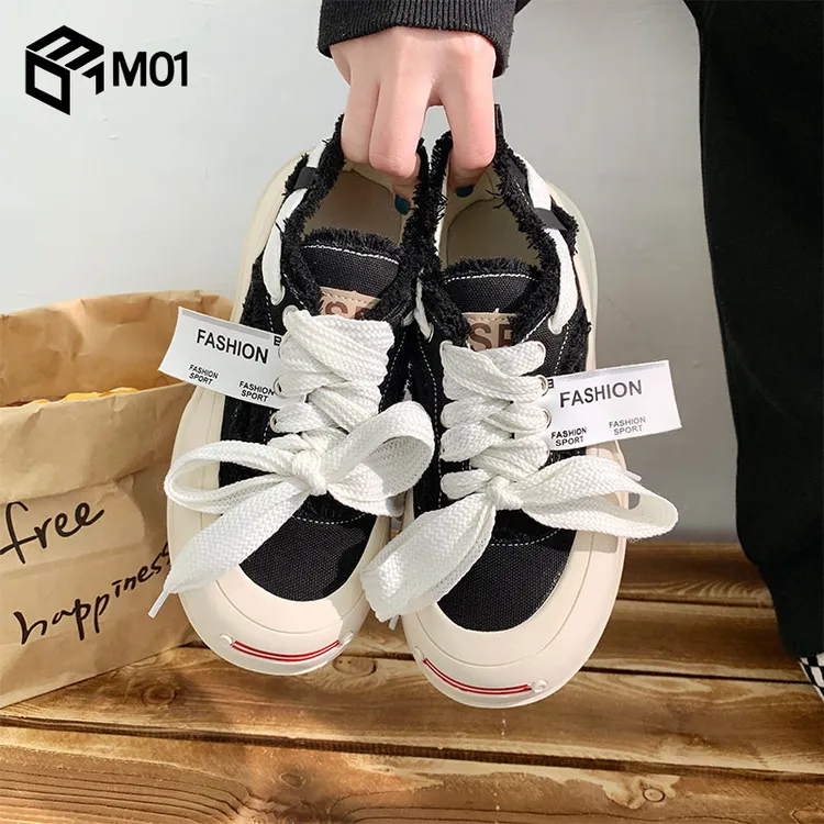 M01明星同款开口笑厚底增高帆布鞋女春夏爆款休闲百搭乞丐鞋潮