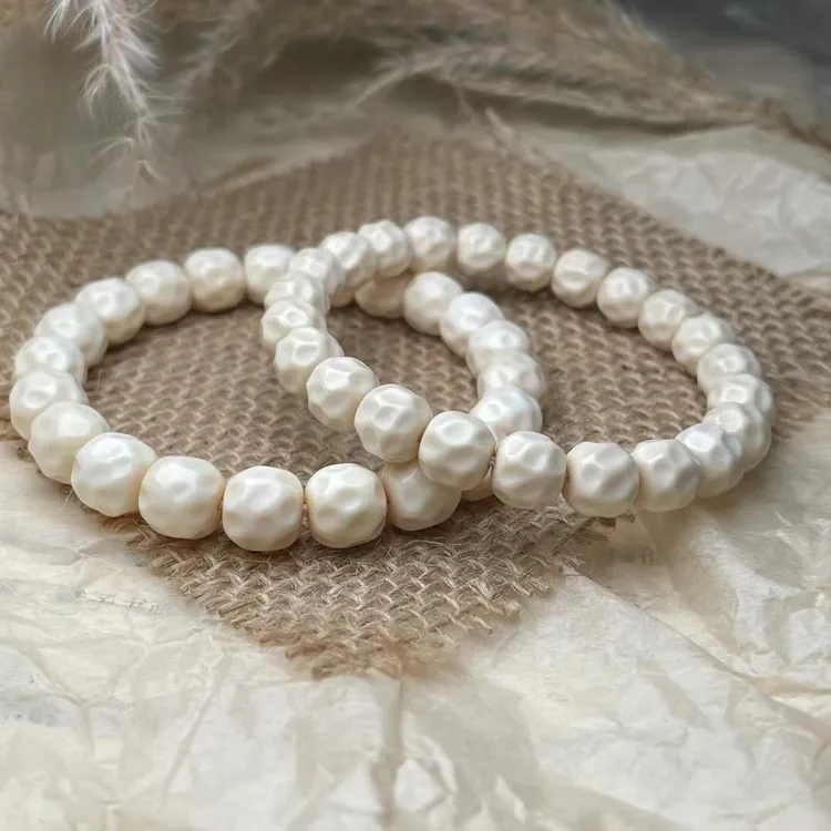 天然猛犸牙精品奶酪无相老型单圈手串