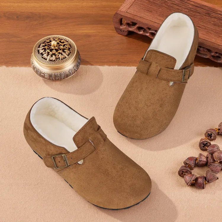 新款复古厚绒勃肯鞋女冬羊毛保暖毛毛鞋轻便防滑舒适不累脚懒人鞋