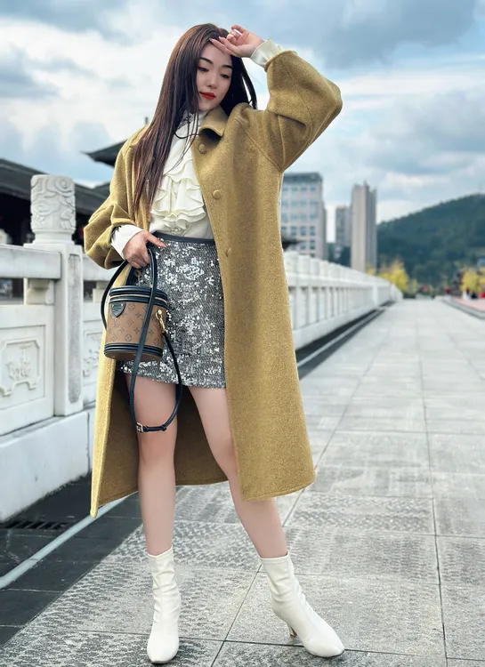 2025秋冬新款双面羊毛大衣女中长款气质宽松加厚毛呢外套2507款