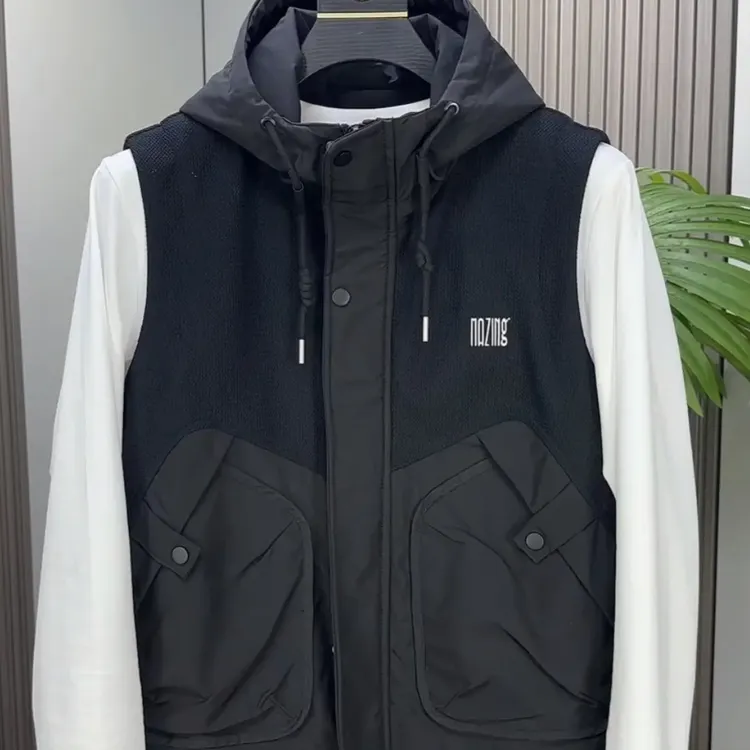 【现货发售】新款男士秋冬厚款黑色连帽棉马甲时尚百搭显瘦 2266