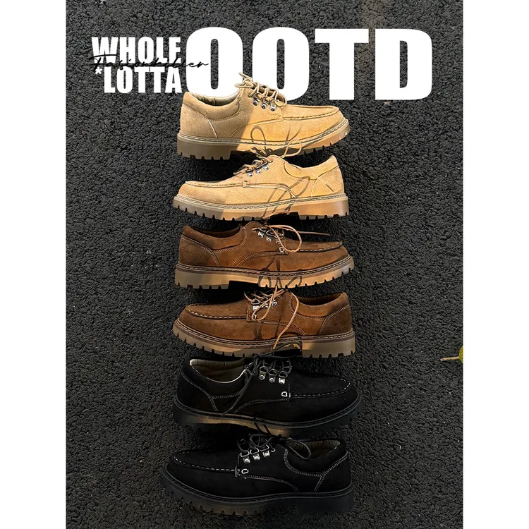 NewRockStarChoppa冬季男士复古英伦风莫卡辛袋鼠鞋英伦风乐福鞋