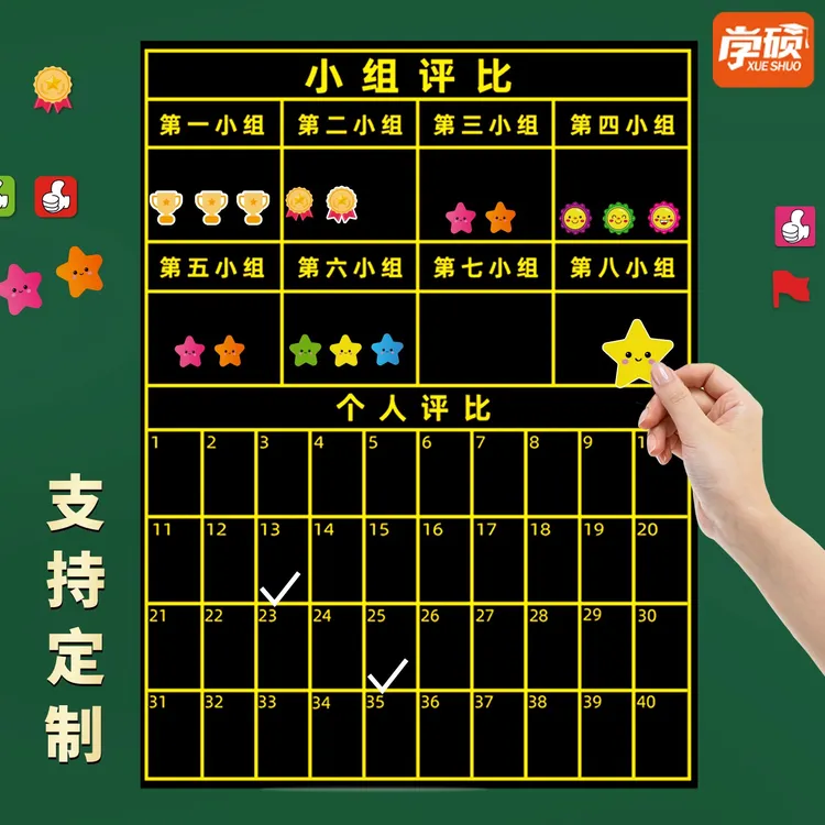 幼儿园小学生彩色小组评比积分表挂图课堂分组管理磁性黑板贴教具