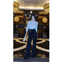 LYXJ【奥多拉明珠】休闲风通勤静奢风时尚套装百搭裤子12271