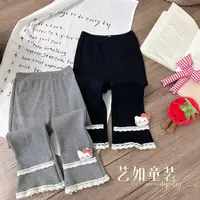 番茄家*【舒适圈】秋季上新韩系凯蒂猫花边百搭打底裤D-H106