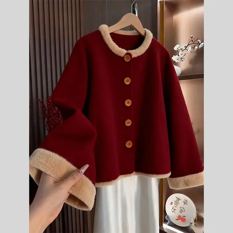 新中式国风毛呢外套2025冬季新款今年流行爆款气质高级感复古上衣
