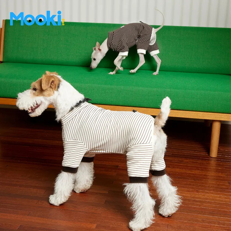 【Mookipet X RicoVea联名】奶咖条纹四脚衣狗狗秋款小型犬保暖衣