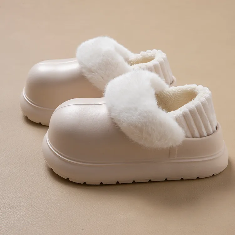 秋冬季新款防水棉拖鞋冬天女款加绒保暖厚底防滑踩屎感可拆卸棉鞋