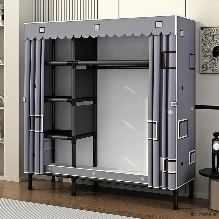 卧室家用收纳布艺衣柜加粗钢管网红款出租房宿舍加固挂衣橱柜子