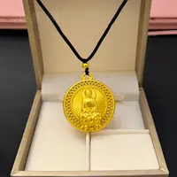 合金吊坠 大日如来佛牌镂空双面雕刻祥云福字手工圆牌挂坠时尚