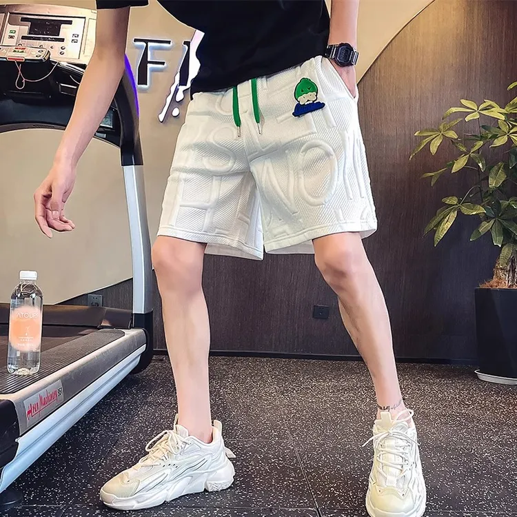 仓石一树潮牌美式高级感华夫格短裤男夏季宽松卡通小鸭男士五分裤