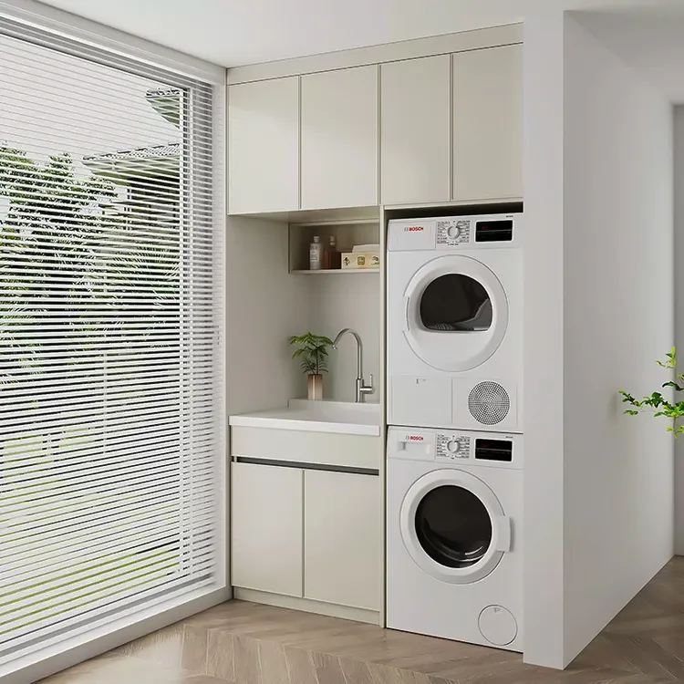 蜂窝铝洗衣机烘干机阳台一体柜组合切角石英石一体盆洗衣伴侣包邮