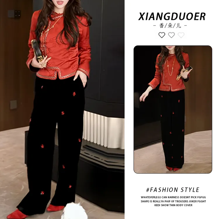 韩系一整套穿搭女2025冬季新款时尚简约风长袖上衣休闲裤减龄套装