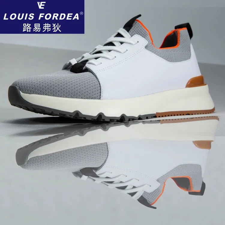 Louis Fordea/路易弗狄男鞋透气飞织鞋真皮时尚运飞织夏季网面