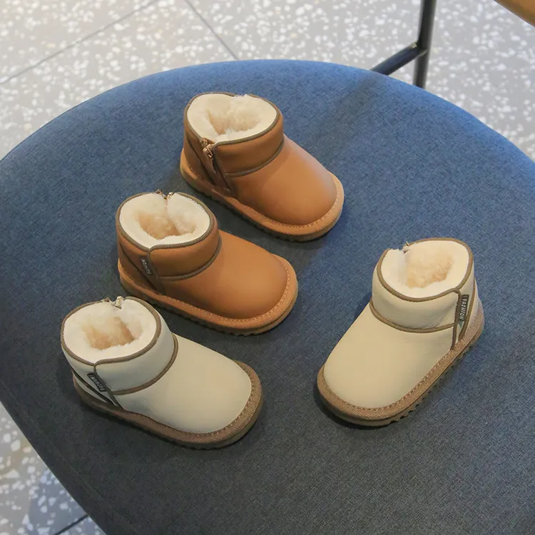 8710真皮雪地靴加绒保暖大棉鞋冬季1-2--3岁婴儿加厚保暖学步鞋