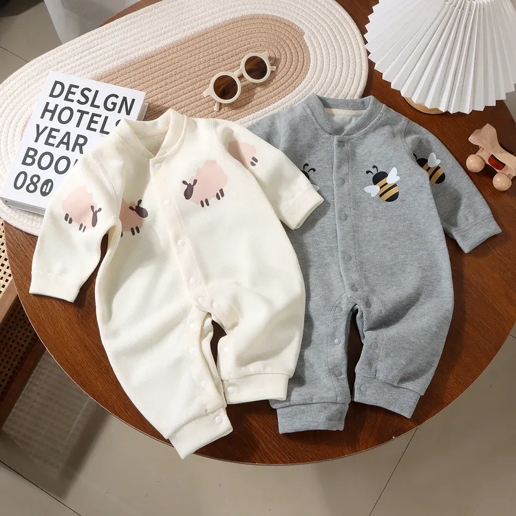 （厂家新款无骨爬服.A类现货）春款婴幼童卡通连体衣柔软贴身哈衣
