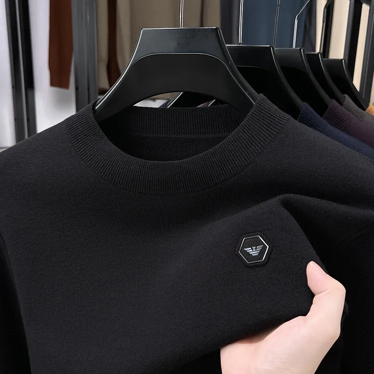 新款亚克力胸标针织毛衣百搭秋季时尚休闲羊毛毛衣针织衫